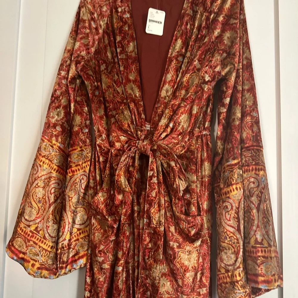 Free People Harper printed one piece Sangria jumpsuit/ jumper velvet
